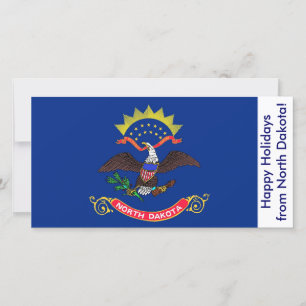 Tarjeta Festiva Bandera de Dakota del Norte, Felices Fiestas de EE