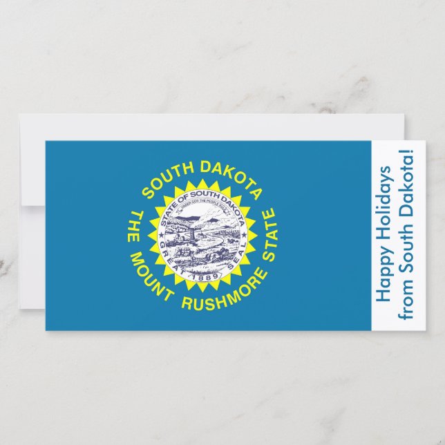 Tarjeta Festiva Bandera de Dakota del Sur, Felices Fiestas de EEUU (Anverso)