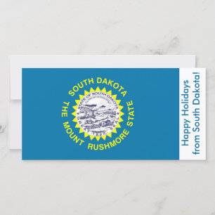 Tarjeta Festiva Bandera de Dakota del Sur, Felices Fiestas de EEUU