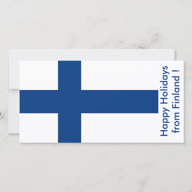 Tarjeta Festiva Bandera de Finlandia, Felices Fiestas de Finlandia (Anverso)