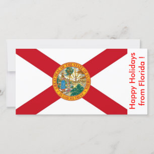 Tarjeta Festiva Bandera de Florida, Felices Fiestas de EEUU.