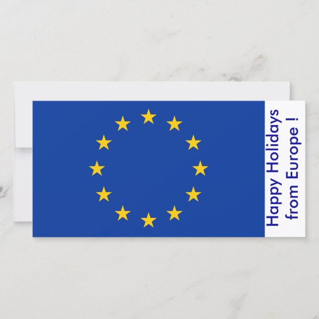 Tarjeta Festiva Bandera de Francia, Felices Fiestas de Europa (Anverso)