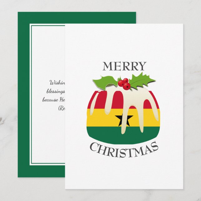 Tarjeta Festiva BANDERA DE GHANA | Navidades Pudding | Festividad (Anverso / Reverso)