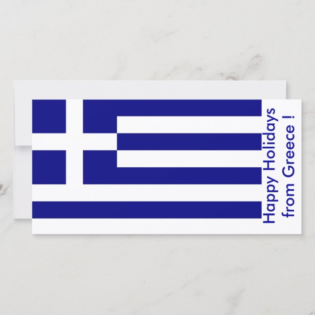 Tarjeta Festiva Bandera de Grecia, Felices fiestas de Grecia (Anverso)