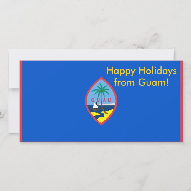Tarjeta Festiva Bandera de Guam, Felices Fiestas de EEUU. (Anverso)