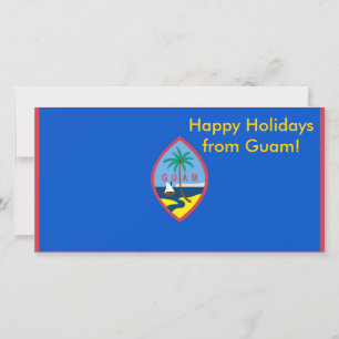 Tarjeta Festiva Bandera de Guam, Felices Fiestas de EEUU.