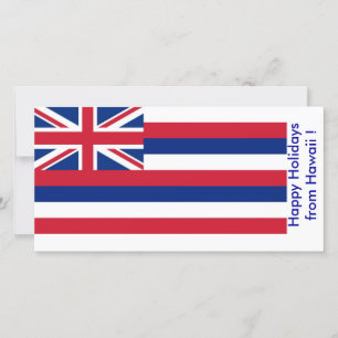 Tarjeta Festiva Bandera de Hawaii, Felices Fiestas de EEUU.