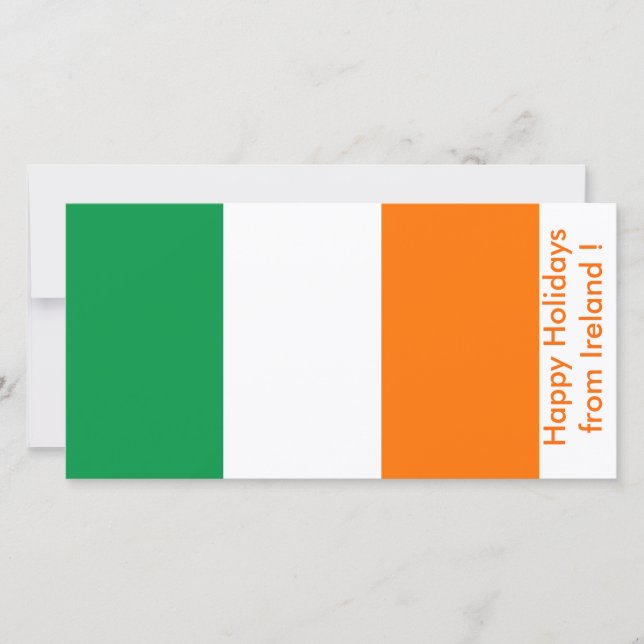 Tarjeta Festiva Bandera de Irlanda, Felices Fiestas de Irlanda (Anverso)