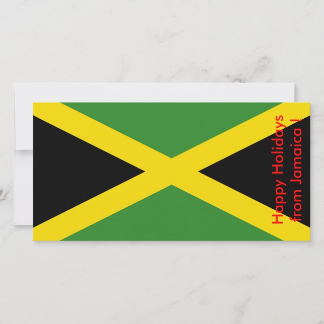 Tarjeta Festiva Bandera de Jamaica, Felices Fiestas de Jamaica (Anverso)