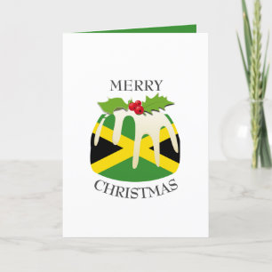 Tarjeta Festiva BANDERA DE JAMAICA   Plum Pudding festivo   Navida
