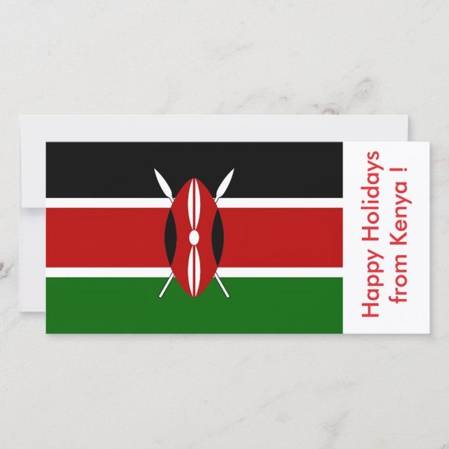 Tarjeta Festiva Bandera de Kenia, Felices Fiestas de Kenia (Anverso)