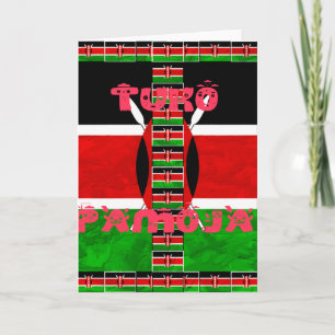 Tarjeta Festiva Bandera de Kenia: Tuko Pamoja - Diseño de arte de 