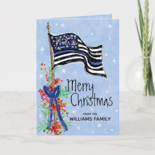 Tarjeta Festiva Bandera de la delgada línea azul de la policía Hol