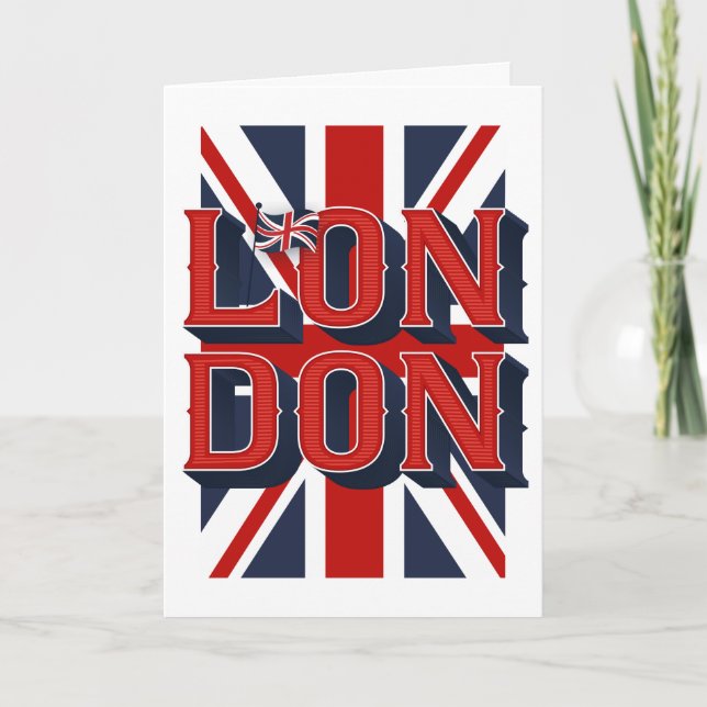 Tarjeta Festiva Bandera de Londres/Tarjeta de felicitación doblada (Anverso)