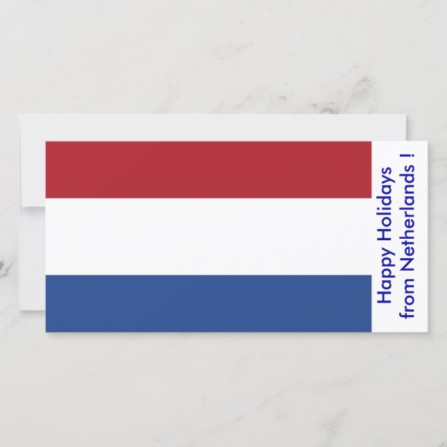 Tarjeta Festiva Bandera de los Países Bajos, Felices Fiestas de lo (Anverso)