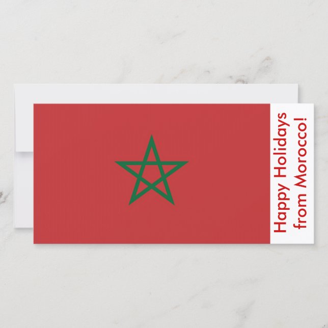 Tarjeta Festiva Bandera de Marruecos, Felices Fiestas de Marruecos (Anverso)