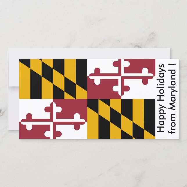 Tarjeta Festiva Bandera de Maryland, Felices Fiestas de Estados Un (Anverso)