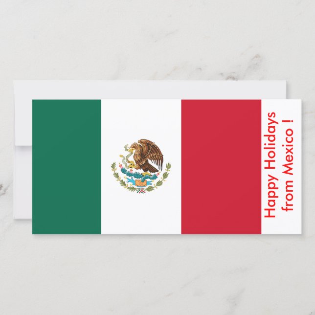 Tarjeta Festiva Bandera de México, Felices Fiestas de México (Anverso)