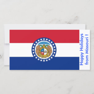 Tarjeta Festiva Bandera de Misuri, Felices Fiestas de EEUU.