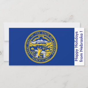 Tarjeta Festiva Bandera de Nebraska, Felices Fiestas de EEUU.