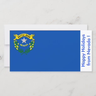 Tarjeta Festiva Bandera de Nevada, Felices Fiestas de EEUU.