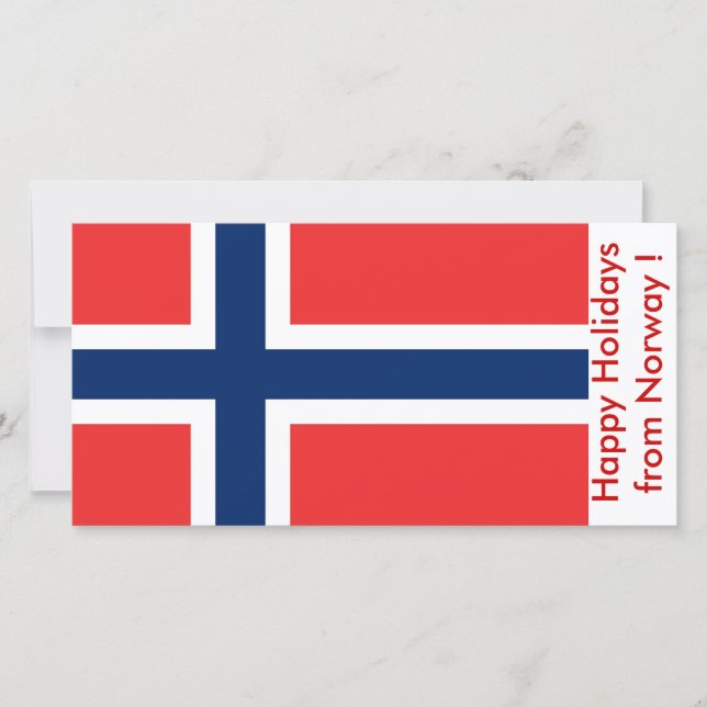 Tarjeta Festiva Bandera de Noruega, Felices Fiestas de Noruega (Anverso)