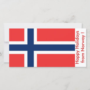 Tarjeta Festiva Bandera de Noruega, Felices Fiestas de Noruega