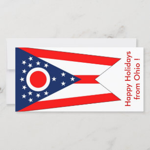 Tarjeta Festiva Bandera de Ohio, Felices Fiestas de EEUU.