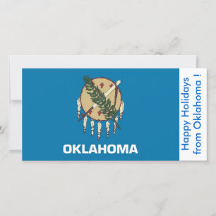 Tarjeta Festiva Bandera de Oklahoma, Felices Fiestas de Estados Un