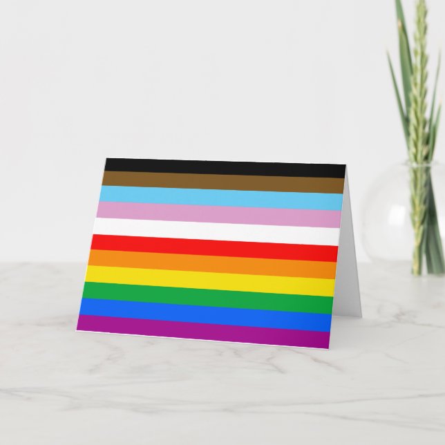 TARJETA FESTIVA BANDERA DE ORGULLO INCLUSIVO LGBTQ+ (Anverso)
