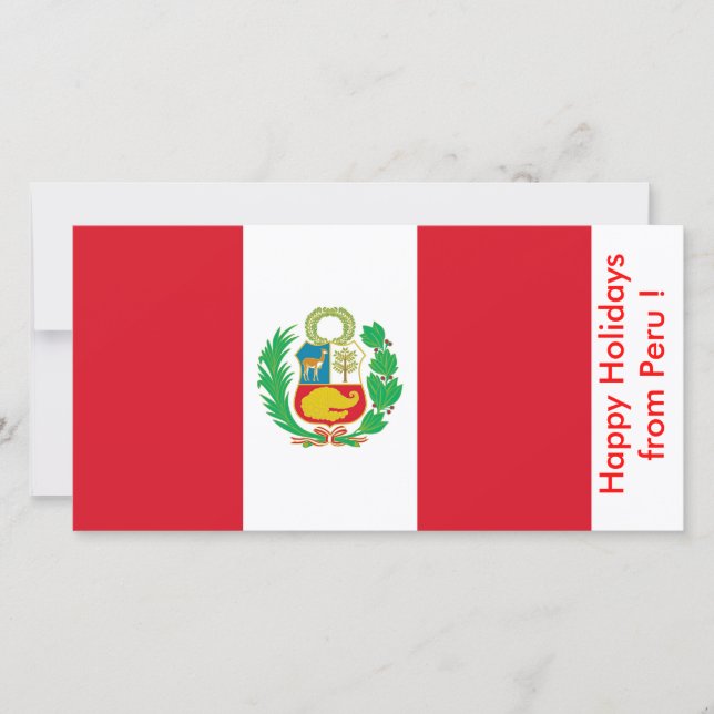 Tarjeta Festiva Bandera de Perú, buenas fiestas de Perú (Anverso)