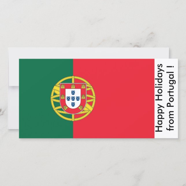 Tarjeta Festiva Bandera de Portugal, Felices Fiestas de Portugal (Anverso)