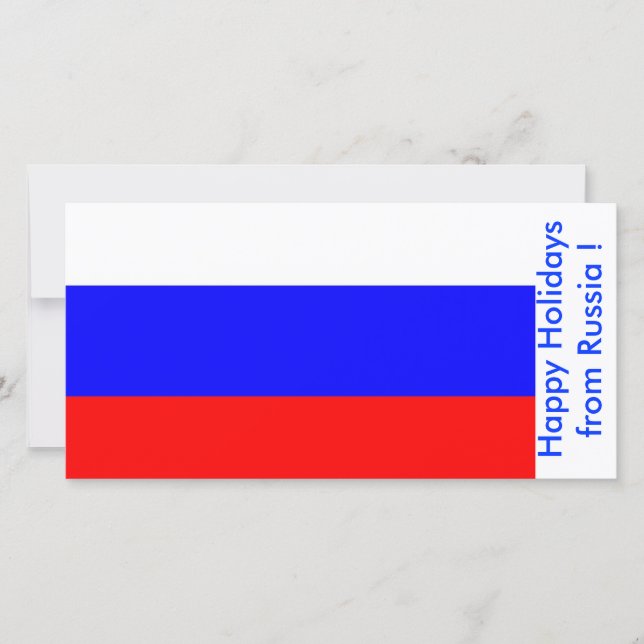 Tarjeta Festiva Bandera de Rusia, Felices Fiestas de Rusia (Anverso)