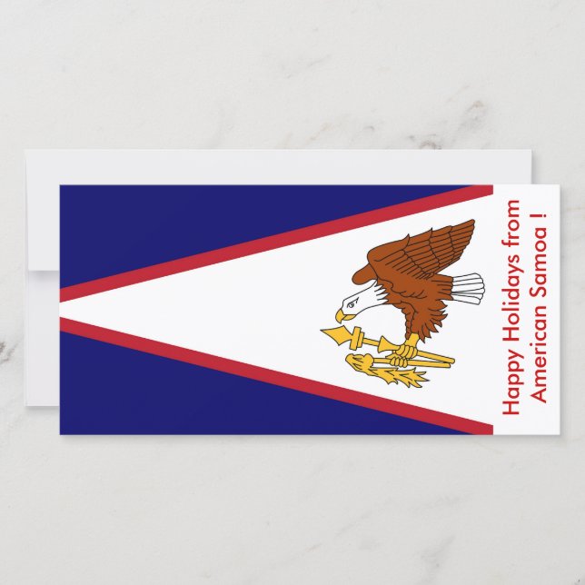 Tarjeta Festiva Bandera de Samoa Americana, Felices Fiestas de EEU (Anverso)