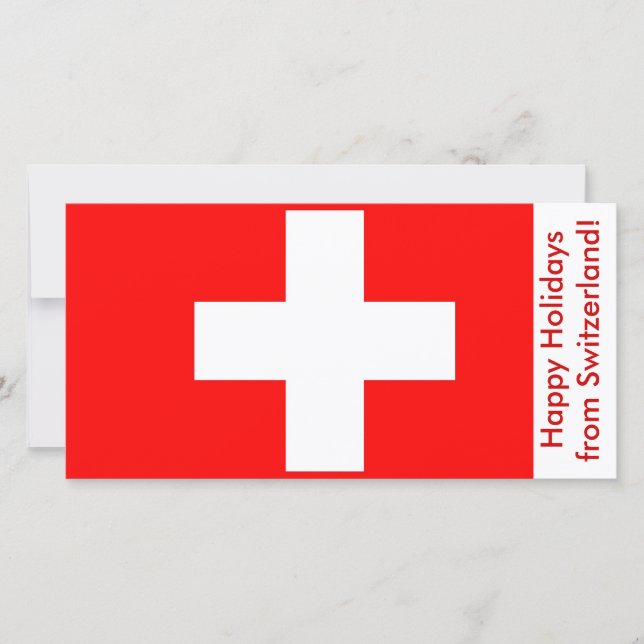Tarjeta Festiva Bandera de Suiza, Felices Fiestas (Anverso)
