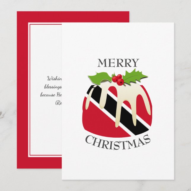 Tarjeta Festiva BANDERA DE TRINIDAD | Navidades Pudding | Festivid (Anverso / Reverso)