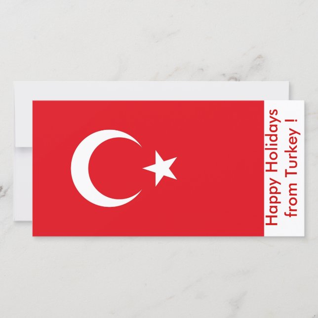 Tarjeta Festiva Bandera de Turquía, Felices fiestas de Turquía (Anverso)