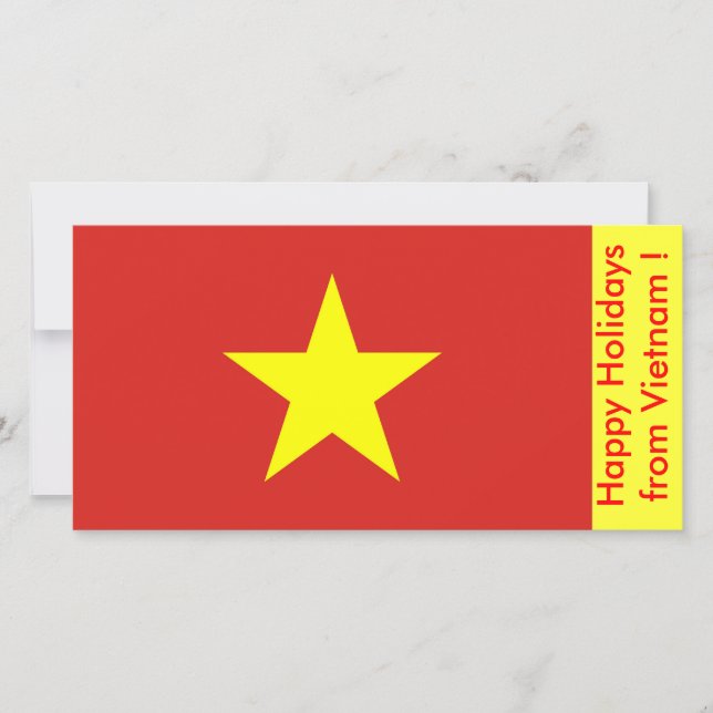 Tarjeta Festiva Bandera de Vietnam, Felices Fiestas de Vietnam (Anverso)