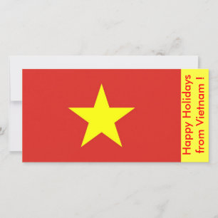 Tarjeta Festiva Bandera de Vietnam, Felices Fiestas de Vietnam