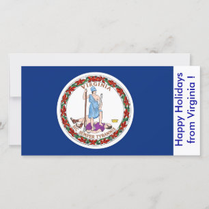 Tarjeta Festiva Bandera de Virginia, Felices Fiestas de EEUU.