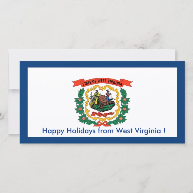 Tarjeta Festiva Bandera de Virginia, Felices Fiestas de Estados Un (Anverso)