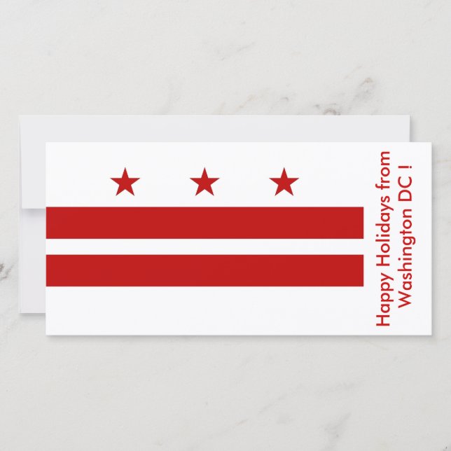 Tarjeta Festiva Bandera de Washington DC, Felices Fiestas de EEUU. (Anverso)