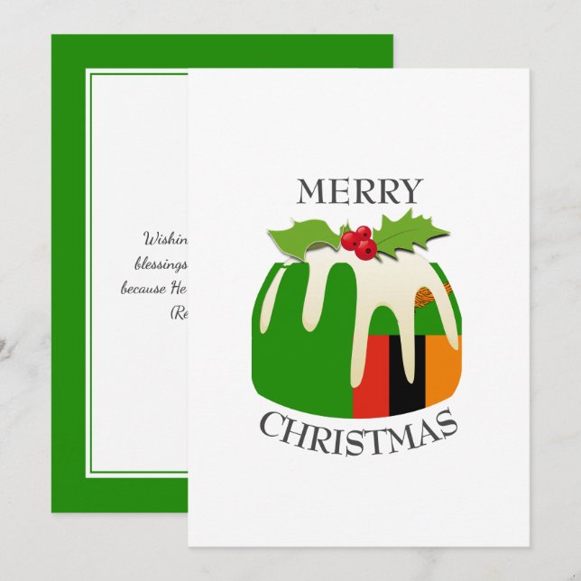 Tarjeta Festiva BANDERA DE ZAMBIA | Puro de ciruela festivo | NAVI (Anverso / Reverso)