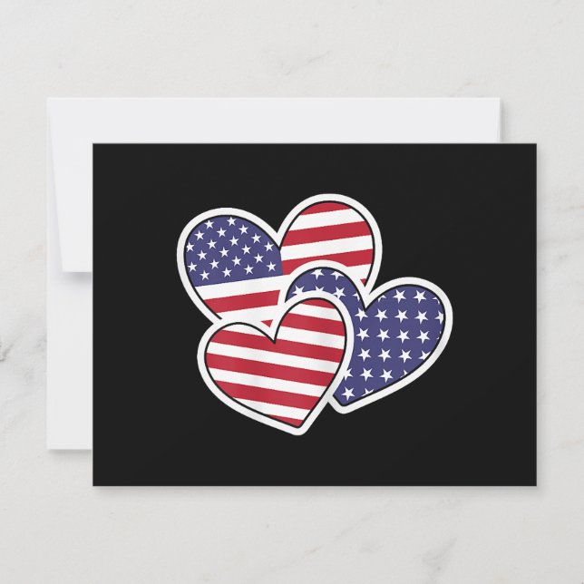 Tarjeta Festiva Bandera Del Corazón Estadounidense Patriótica 4 De (Anverso)