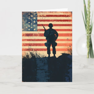 Tarjeta Festiva Bandera estadounidense de soldados
