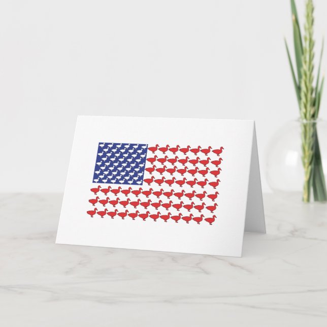 Tarjeta Festiva Bandera Estadounidense Hecha De Patos (Anverso)