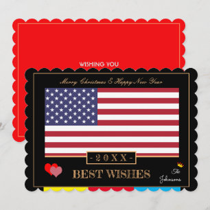 Tarjeta Festiva Bandera estadounidense y Feliz Año Nuevo/Los mejor