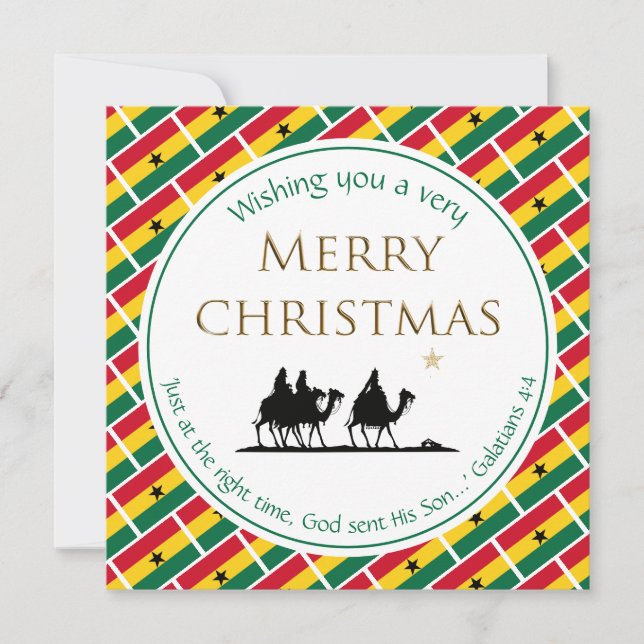 Tarjeta Festiva BANDERA GHANA Tres sabios Navidades GHANESES (Anverso)