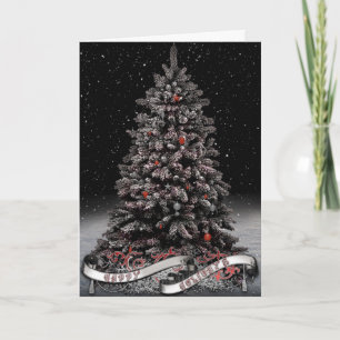 Tarjeta Festiva Bandera gótica del árbol del invierno de las