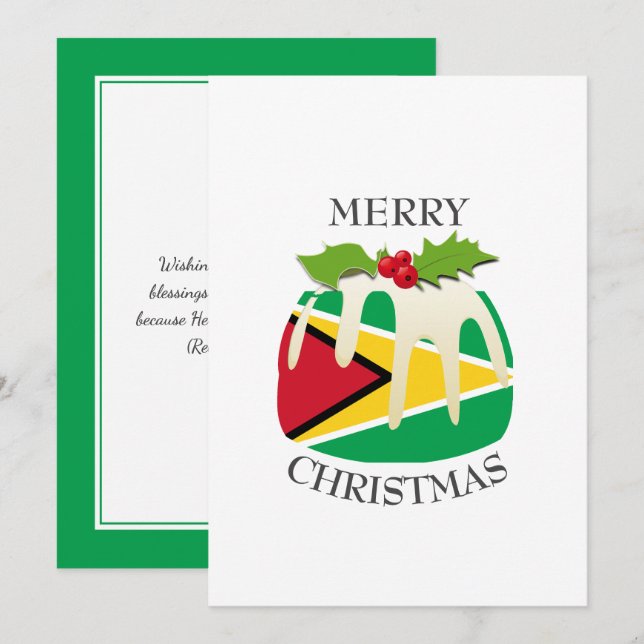 Tarjeta Festiva BANDERA GUYANA | Navidades Pudding | Festividad (Anverso / Reverso)